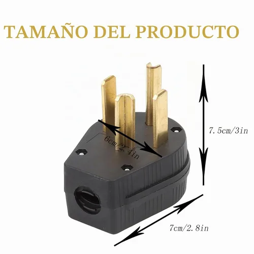 Vista 5 de Nema - Enchufe 14-30P de 125/250 voltios con 3 polos y 4 alambres de alta resistencia de grado industrial para secadora y rangos