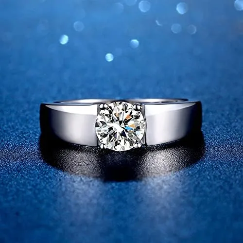 Vista 3 de Anillos de moissanita de 4 puntas para hombre 1 quilate de 0256in solitario de moissanita anillo de promesa de cumpleaños para hombre plata de ley