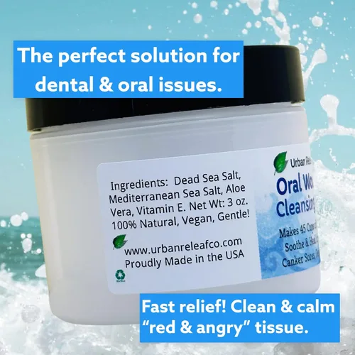 Vista 3 de Urban ReLeaf - Sal limpiadora oral de heridas Makes 45 Cups, 100% Natural, Fast Relief from Irritation & Dental Work, For Braces, Mouth, Gum