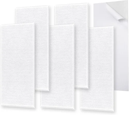 Vista 9 de Paquete de 6 paneles de pared insonorizados engrosados, paneles acústicos de borde biselado de alta densidad de 15.75" X 31.5" X 0.47", paneles