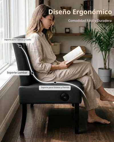 Vista 4 de STHOUYN Mini sofá pequeño de cuero negro de 43 pulgadas de ancho, sofá biplaza sin brazos para dormitorio con puerto USB, sofás pequeños