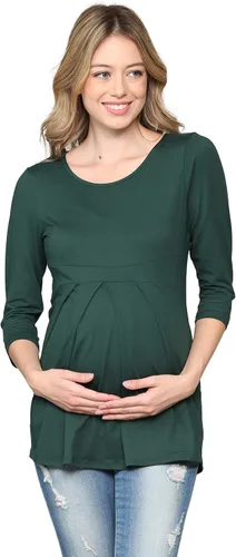 Vista 71 de LaClef - Blusa de maternidad para mujer, cuello redondo, manga 3/4, plisada al frente, estilo peplum