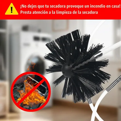 Vista 5 de Kit limpiador de ventilación de secadora de 15 pies, removedor de pelusa multiusos con cabezal de cepillo de chimenea de 6 pulgadas, varilla