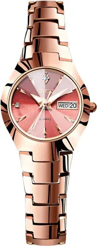 Vista 9 de OLEVS Women Watch Small Face Fashion Tungsten Steel Strap Gift Set with Bee Bracelet Ladies Wrist Watch with Date Dress Waterproof Luminous
