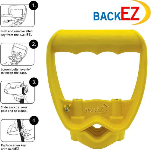 Vista 5 de Empuñadura que ahorra trabajo y protege la espalda para pala o rastrillo ergonómica de color amarillo