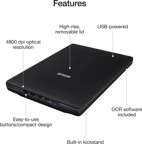 Vista 11 de Epson Perfection V19 II - Escáner plano de documentos y fotos a color con resolución óptica de 4800 ppp, alimentación USB y tapa extraíble de gran