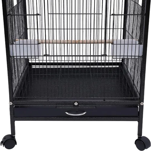 Vista 5 de Jaula de metal para pájaros de 40 pulgadas con tapa abierta y soporte rodante, jaula grande para pájaros con puerta anti-escape para Conure Canary