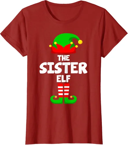 Vista 10 de Sister Elf Matching Family Christmas T-Shirt, Negro