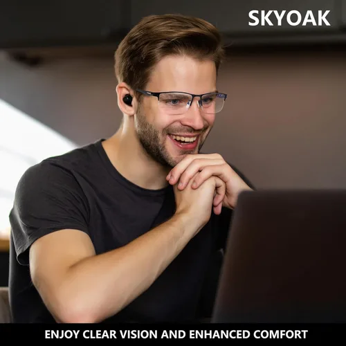 Vista 2 de SKYOAK 2 Pack TR90 Premium Reading Glasses for Men, Half Frame No-Line Computer Readers Multifocal Eyeglasses