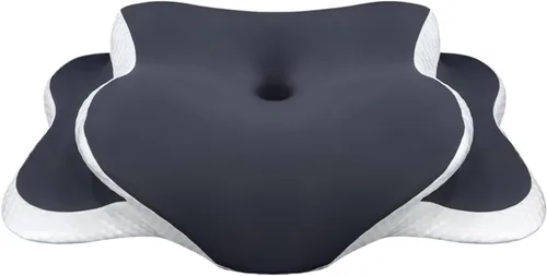 Vista 9 de Almohada de espuma viscoelástica – Almohada cervical para aliviar el dolor de cuello, contorno ortopédico ergonómico para el cuello para dormir Azul