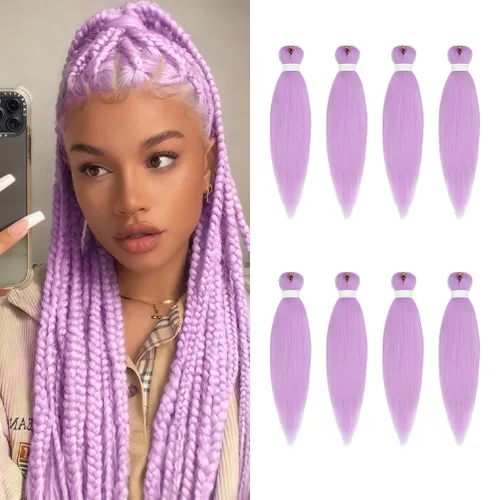 Vista 14 de 8 paquetes de extensiones preestiradas - 16 pulgadas de cabello trenzado premium, 55G/paquete, sin picazón, fijación en agua caliente, textura Perm