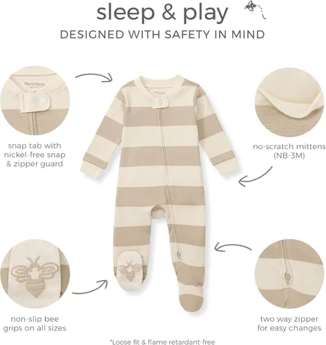Vista 51 de Burt's Bees Baby - Pijama de una pieza para bebé, mameluco para dormir y jugar, algodón 100% orgánico, cremallera frontal
