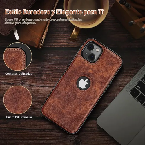 Vista 3 de LOHASIC Funda de cuero para iPhone 13, funda delgada para hombres y mujeres Marrón vintage