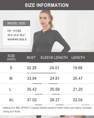 Vista 6 de ANOTHER CHOICE Women Gym Zip Up Crooped Workout Jacket Lightweight Running Athletic Top with Thumb Hole