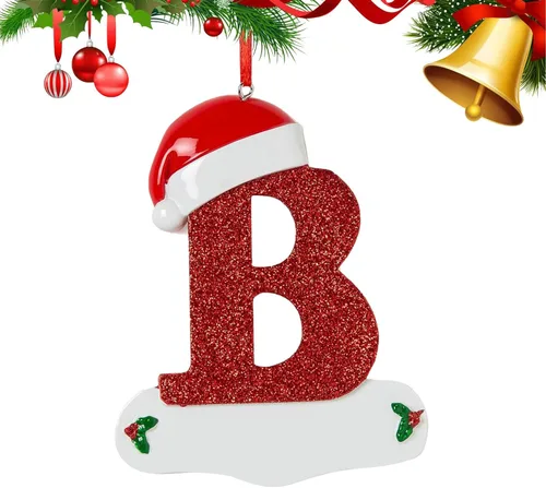 Vista 8 de Adornos de Navidad personalizados de 26 letras, mesa de decoración navideña para interiores (A)