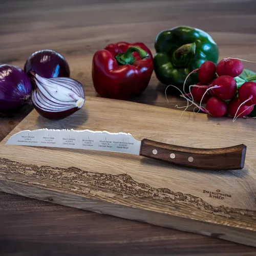 Vista 7 de PanoramaKnife Cuchillo de cocina – Fabricado en Suiza – Picos de Estados Unidos – Cordilleras parecidas a la hoja – Acero inoxidable quirúrgico +