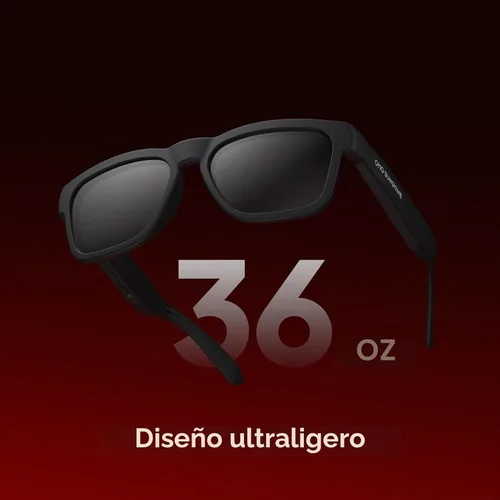 Vista 6 de OhO gafas inteligentes, gafas de sol polarizadas con altavoz Bluetooth, protección UV para atletismo/aire libre y control de voz, unisex (lente gris)