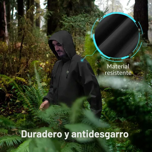 Vista 6 de Traje de lluvia TIDEWE, impermeable, transpirable, ligero, 2 piezas