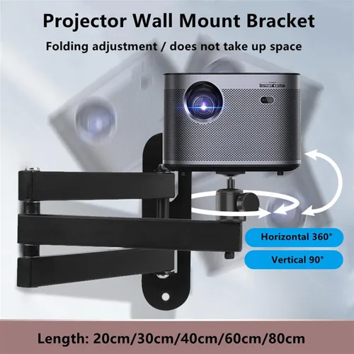 Vista 5 de SUNESA Soporte de proyector universal para montaje en pared, soporte de movimiento completo, rotación de 360 con placa, brazo flexible, soporte