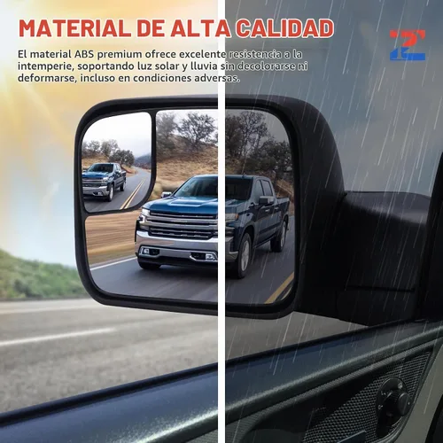 Vista 4 de Espejos de remolque para conductor y pasajero para Dodge Ram 1500 1994-2001, Ram 2500 3500 1994-2002 Ajustable manual, plegado manual, juego