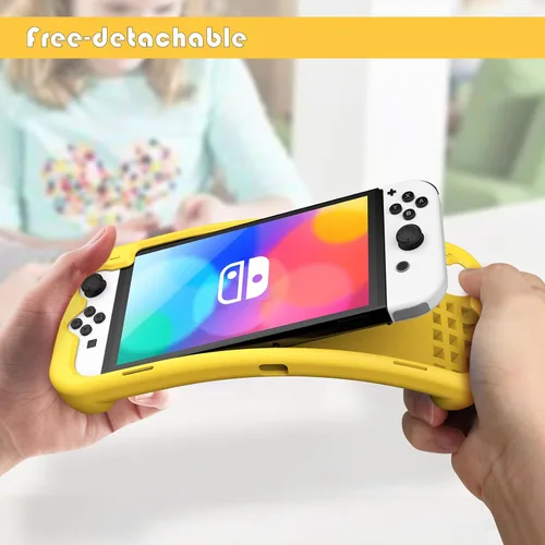 Vista 5 de KENOBEE Funda de silicona para Nintendo Switch OLED modelo 2021, suave y ligera, con agarre ergonómico, con absorción de golpes y diseño