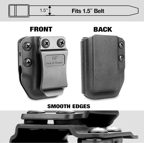 Vista 5 de Universal Magazine Holster for Glock, Sig Sauer, M&P, Springfield, 1911, Taurus – IWB/OWB Mag Carrier Fit 9mm/.40/.45ACP/.380 Double & Single