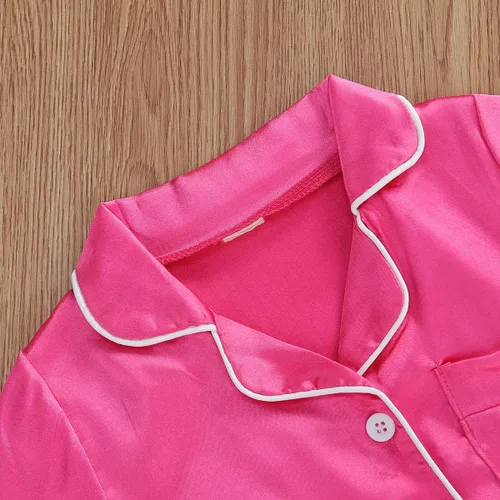 Vista 122 de Conjunto de pijama de manga larga con botones para niña pequeña, conjunto de ropa de dormir