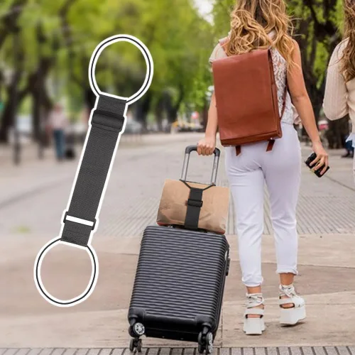 Vista 5 de Correas de conector de equipaje ajustables fuertes y multiusos, añade una bolsa, maleta fácil de viajar, cinturón de sujeción elástico flexible