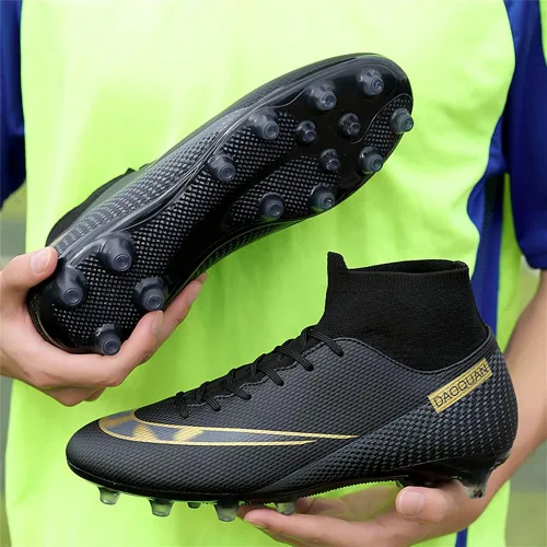 Vista 6 de MFSH Unisex-Cleats Soccer Shoes for Big Boy Fgag High-top Spikes Football Shoes for Younth Professional Training Turf Indoor Ankle Boots Athletic
