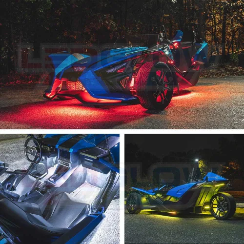 Vista 3 de LEDGlow Kit de iluminación LED de neón de 32 piezas Bluetooth avanzado de millones de colores, compatible con Polaris Slingshot, aplicación