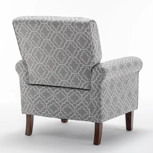 Vista 8 de Container Furniture Direct Sillón clásico con marco de madera de abedul y cómodos reposabrazos enrollados, sillones para sala de estar, dormitorio