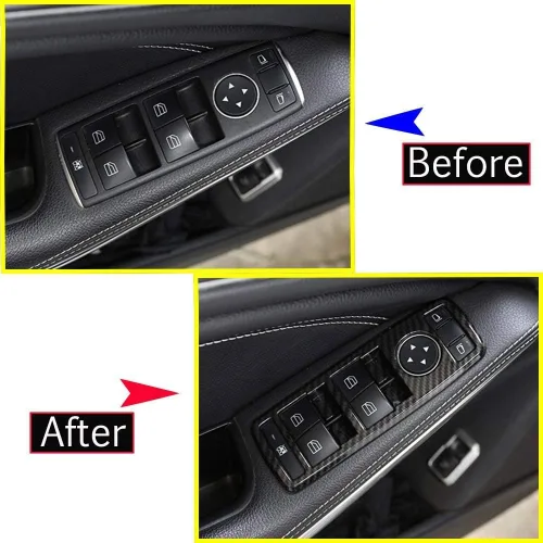 Vista 4 de Marco interior de fibra de carbono ABS para ventana de Mercedes Benz A B C E GLE GLA CLA GLK Class W176 W204 W212 W166 W218