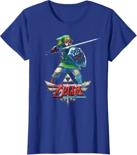 Vista 7 de Camiseta Nintendo Zelda Skyward Sword Link Ready for Battle Negro