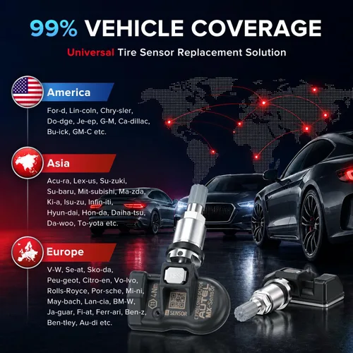 Vista 4 de Autel TPMS MX Sensor 315 433Mhz 2en1 Sensores de Neumáticos, Nivel OE Presión-Liberación Universal 100% Programable por TPMS Tool TS408S TS501 PRO