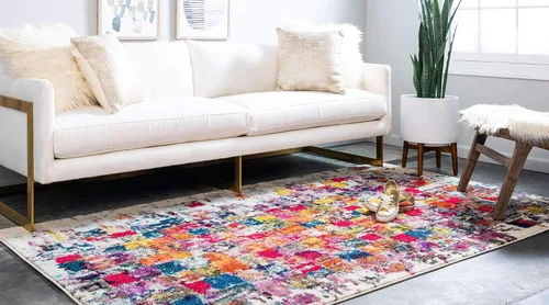 Vista 2 de Tapete Unique Loom colección Jardin para múltiples áreas, abstracta, vibrante, Polipropileno, Multi/Beige