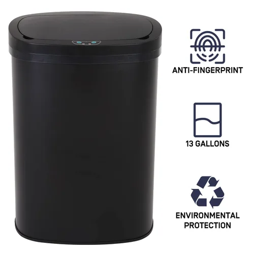 Vista 8 de Basurero de acero inoxidable automático sin tacto, con tapa para cocina, sala de estar, oficina, baño, sensor de movimiento electrónico sin contacto