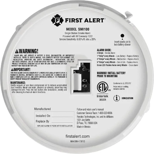 Vista 5 de First Alert Detector de humo de ionización alimentado por batería
