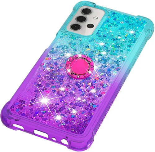 Vista 5 de Funda para Samsung Galaxy A32 5G, diseño de arena movediza con purpurina y purpurina que fluye líquido, flotante, poliuretano termoplástico