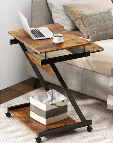 Vista 7 de Carrito de escritorio portátil compacto para computadora para espacios pequeños, estación de trabajo de trabajo, carrito de computadora portátil