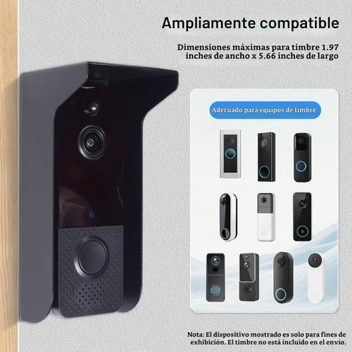 Vista 2 de Cubierta de metal para timbre, resistente a la intemperie, cubierta de lluvia para timbre, parasol antirreflejo, compatible con parpadeo/anillo