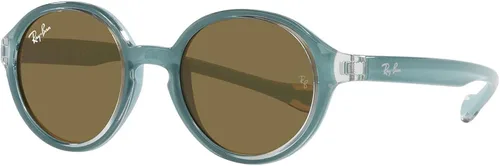 Vista 2 de Ray-Ban Junior RJ9075s - Gafas de sol redondas para niños, Azul claro sobre goma Azul claromarrón oscuro