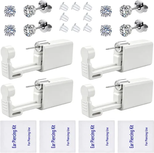 Vista 7 de Kits de Perforación de Orejas, Pistola Desechable de Perforación de Orejas Precargada con Aretes de Circonita Cúbica, Kits de Perforación Corporal