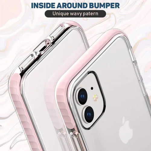 Vista 3 de MATEPROX Compatible con iPhone 11 Funda transparente, delgada, transparente, a prueba de golpes, para iPhone 11 6.1 (rosa)