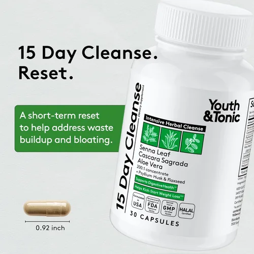Vista 4 de Youth & Tonic Apoyo completo de desintoxicación multiórgano: limpiador de colon y desintoxicación intestinal de 15 días, limpieza renal, equilibrio
