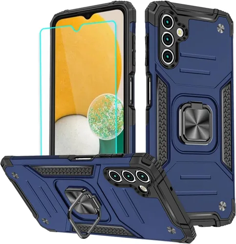 Vista 46 de HNHYGETE Funda para Samsung A13 5G, Galaxy A13 5G con protector de pantalla, soporte giratorio de grado militar de 360° (resistente), fundas Negro