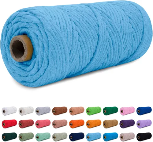 Vista 15 de CAMAL Cordón de macramé de 0.157 in x 109 yardas (328.1 ft), cuerda de algodón de color para tejer, manualidades, colgar en la pared, proyectos