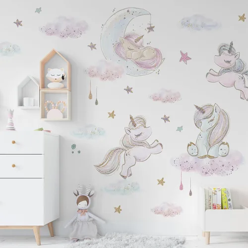 Vista 10 de Lipastick - Calcomanías de pared con temática de planetas y espacio para niños y niñas, calcomanías de vinilo para dormitorio de niños y niñas