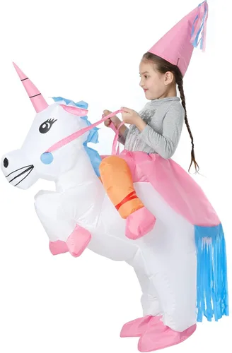 Vista 2 de YEAHBEER Disfraz inflable de unicornio para Halloween, disfraz inflable