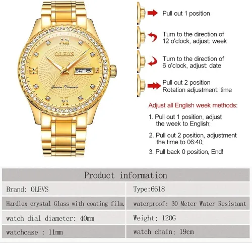 Vista 4 de OLEVS Men Quartz Business Watch with Stainless Steel Band Classic Waterproof Watches Roman Numeral Unique Calendar Date Window Wristwatch