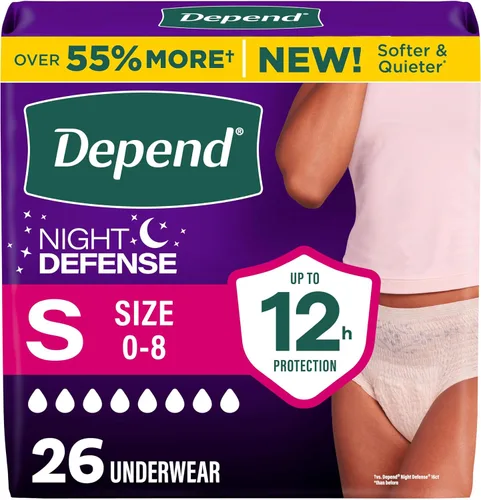Vista 28 de Depend Night Defense - Pañales para adultos, ropa interior para incontinencia y fugas de vejiga posparto para mujer, desechables, durante la noche